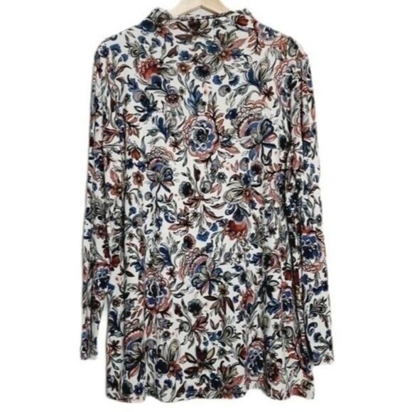 A MTL 1980 Floral Mock Neck Pullover Soft Top Size 1X - Picture 2 of 8